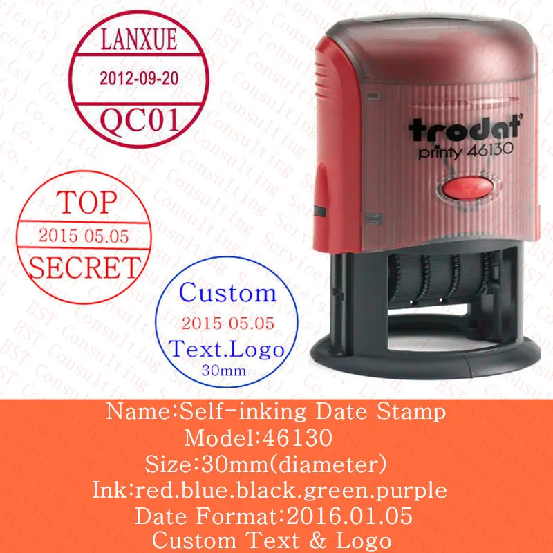 Free shipping custom logo date stamps self inking stamp seal can be