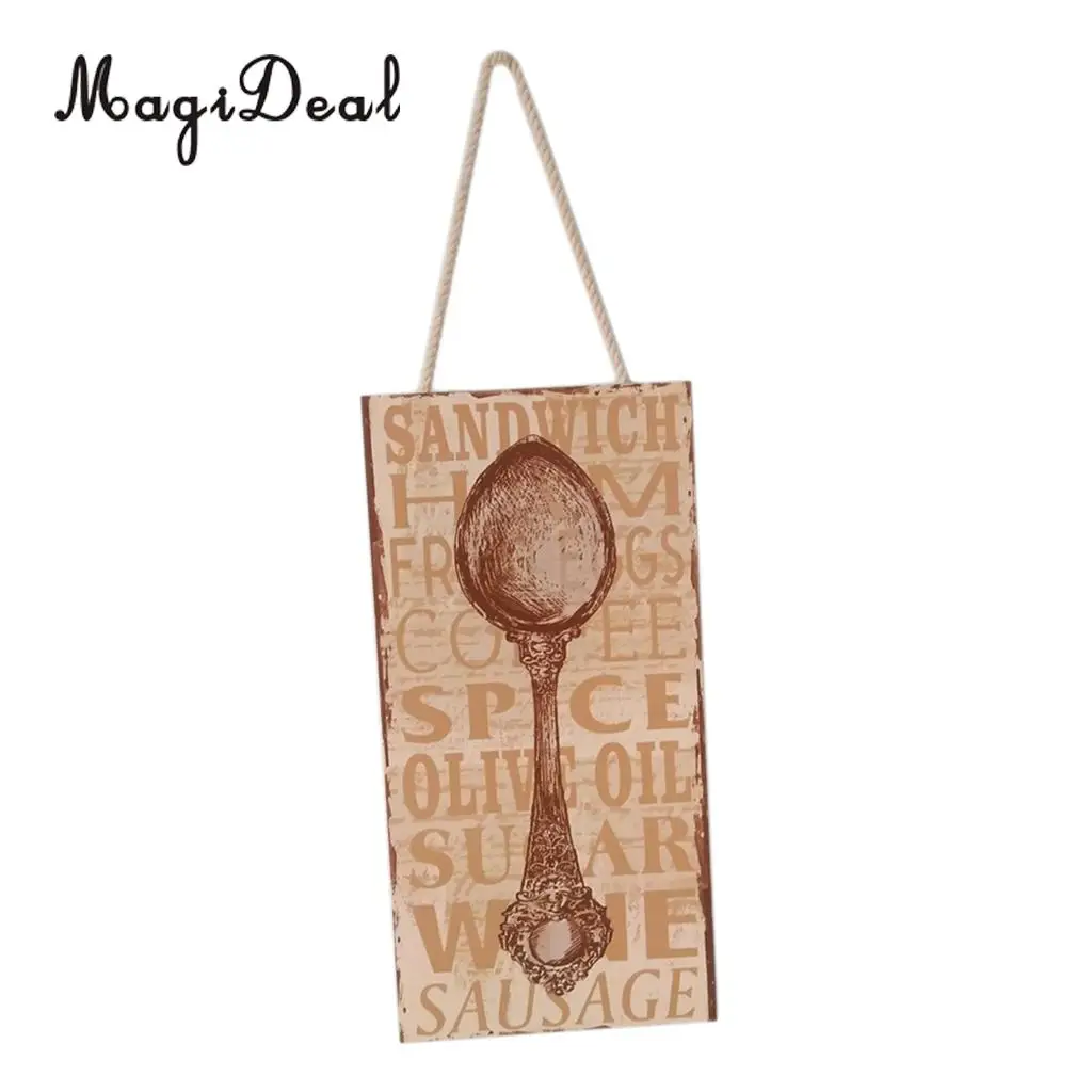 MagiDeal Home Dining Kitchen Natural Wood Plate Sign Cafe Pub Bar Wall Art Plaque - Coffee Shop Tea House Rest Room