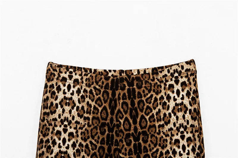Winter Leopard Print Flare Pants Women Fashion Animal Print High Waist Pants Sexy Streetwear Trousers Women