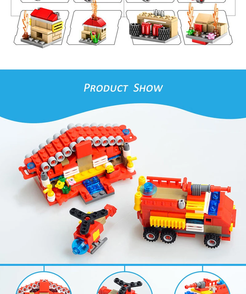 84031 kaizhi Diy строительные блоки Развивающие игрушки для детей 1to2 16in 1 танк пожарная машина инженерные транспортные средства Головоломки блоки