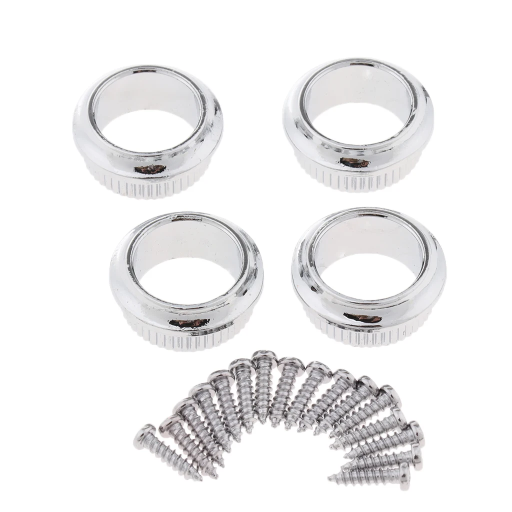 4 PCS 4R Metal String Tuning Pegs Machine Heads Tuner w/ Mounting Screws & Ferrules for Electric Bass 