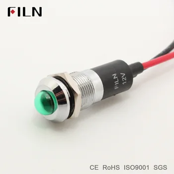 

FILN pilot indicator signal lamp 12mm 12v 24v 110v red blue green white led light with 20cm cable