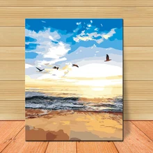 MOLEK Fly выше DIY картина маслом по номерам пейзаж живопись взрослые дети Рисование ручная роспись стены искусство картина для домашнего декора