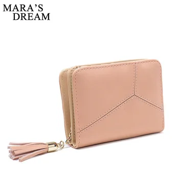 

Mara's Dream 2018 Coin Purses Holders Wallet Female PU Leather Tassel Pendant Solid Color Wallet Short Money Wallets Clutch Bags