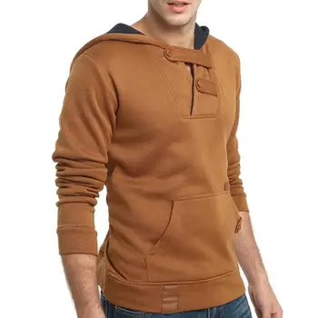 

Vogue Men Casual Long Sleeve Hoodies Sweatshirt Pullovers Blouse Button Sweatshirts Male Coat Outwear Roupas Masculina # AA