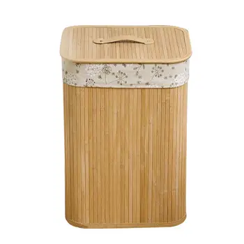 

Bamboo Folding Laundry Basket Large Size Clothes Toys Sundry Storage Boxes Home Environmental Protection Hamper With Cover
