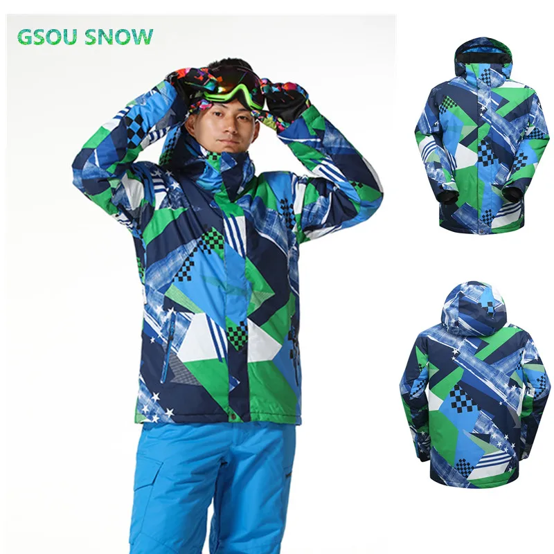 Gsou снежной погоды зимняя брендовая для мужской лыжный костюм супер теплая одежда лыжный спорт сноуборд куртка с защитой от ветра Waterproof10K
