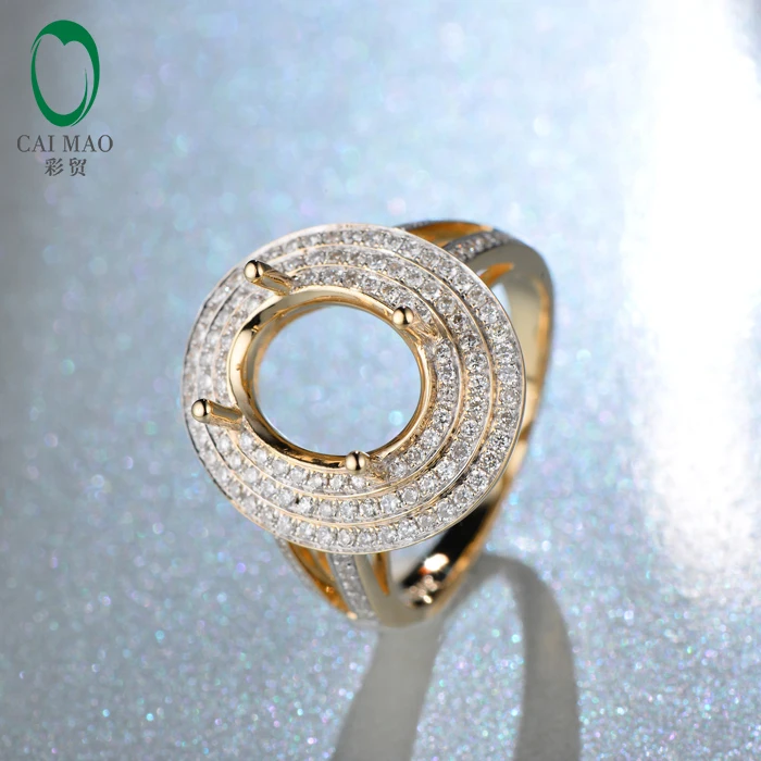 

Free shipping Oval Cut 9x11mm 18Kt Yellow Gold Diamond Semi Mount Engagement Ring Setting For Anniverary