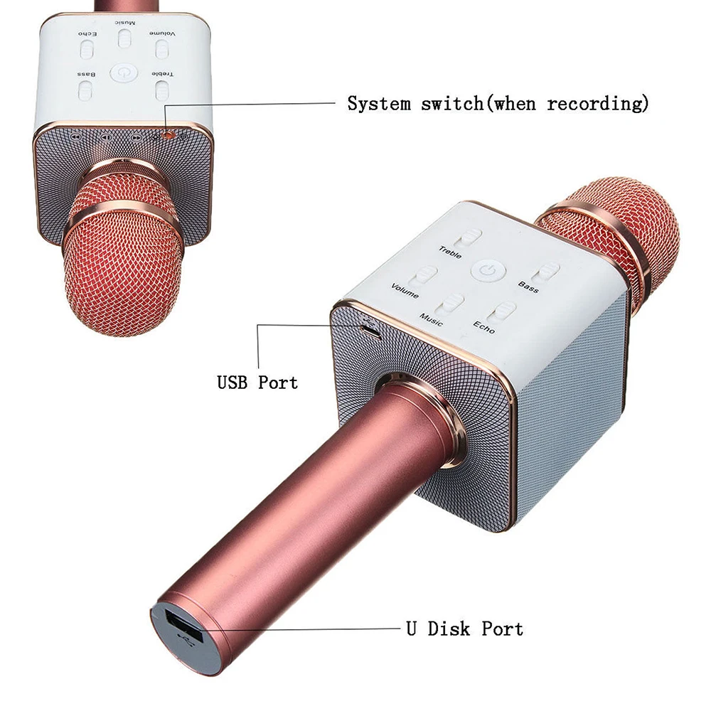 Travor караоке Q7 беспроводной Bluetooth микрофон динамик ручной микрофон USB плеер KTV