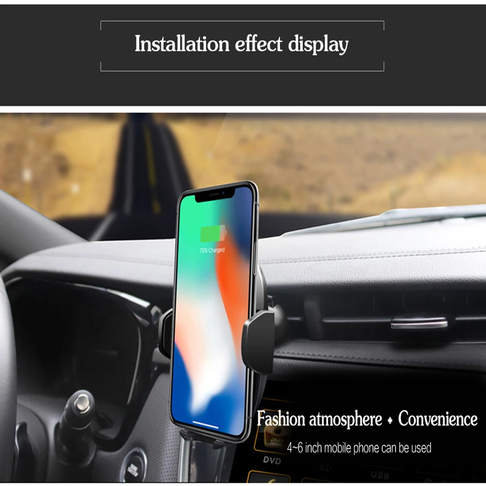 Автомобильное беспроводное зарядное устройство, держатель для телефона для iPhone Xs Max, samsung, Xiaomi, умная установка, инфракрасный датчик, автомобильный держатель для телефона