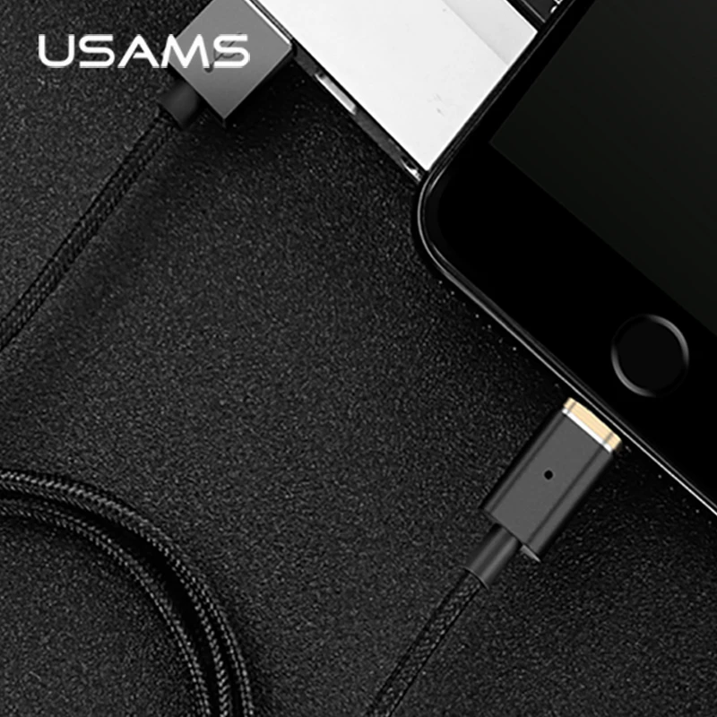 Магнитный кабель USB type-C USAMS USB C 1 м нейлоновый Магнитный кабель для синхронизации данных и зарядки Магнитный USB-C кабель для зарядки type-C