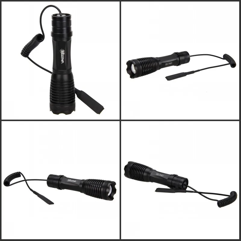 Ferramenta de Visão Montagem em Trilho Noturna + 20mm Tactical Caça Luz Zoomable Lnfrared Radiação Lanterna 4 18650 Carregador 10 w 940nm ir Led 5 10 w 940nm ir led tactical caça