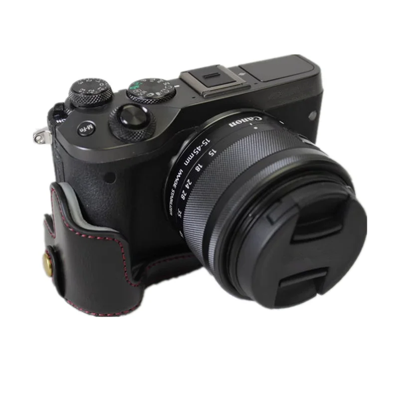 Кожаный чехол для цифровых камер Canon EOS M6 EOSM6 черный/коричневый/кофейный цвета|camera
