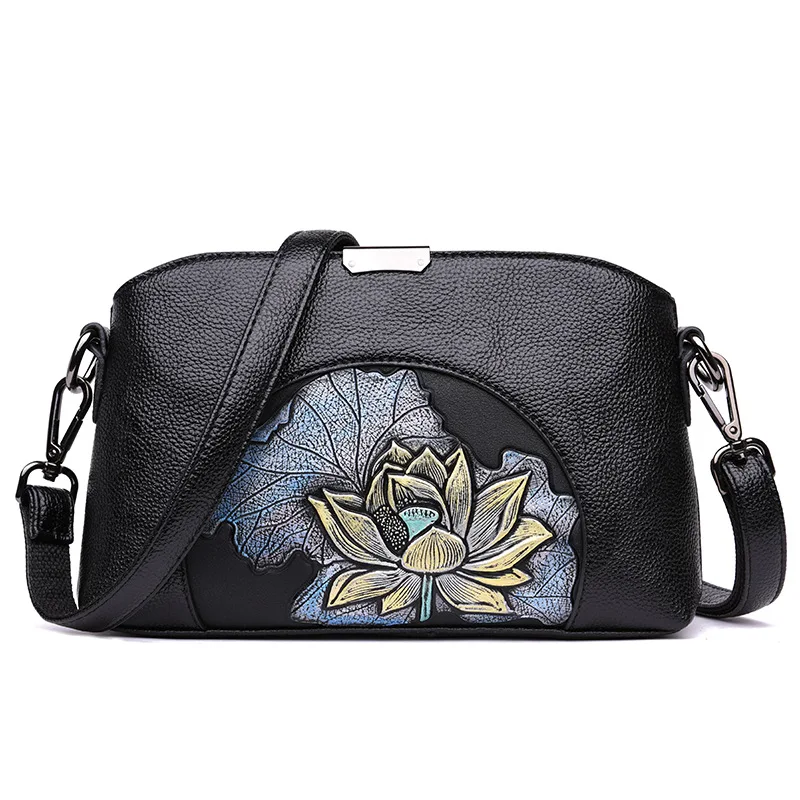 

2019 Summer New Middle-aged Mom Bags Soft Skin Single Shoulder Slant Spin Package Fashion Print PU Girl Bags