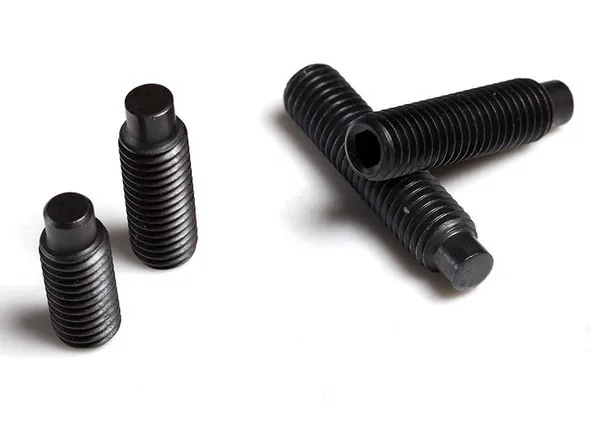 

30pcs/lot M6/M8/M10 hex socket dog point grub set screws alloy steel black cylinder head convex end set screws fasteners 206