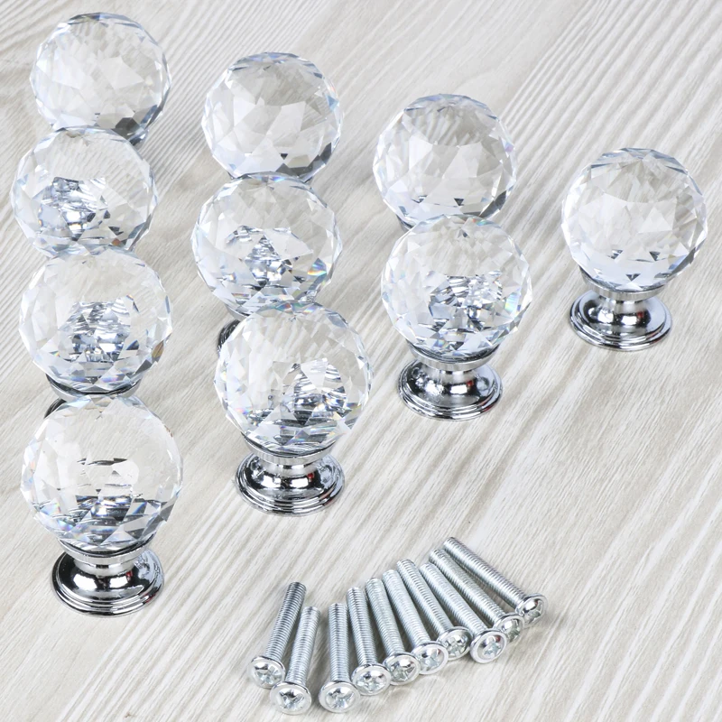 كريستال الزجاج مقبض مقابض باب 25-40mm في النحاس ل درج خزانة مطبخ خزانة دولاب مضمد عالية الجودة