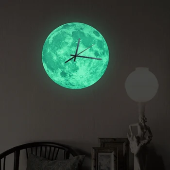 

Funlife Glow in the Dark Moon Wall Clock,Romantic Luminous Moon Home Decor,Quartz Sweep movement,Silence for Bedroom,30cm 12''