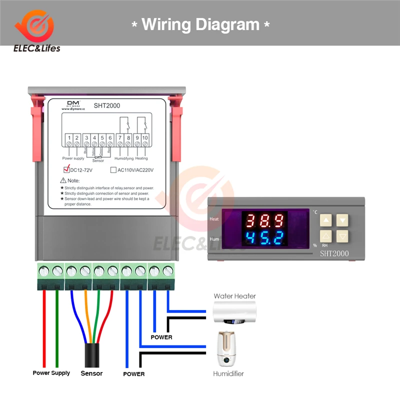 AC 85-230 В DC 12-72 в SHT2000 цифровой термостат гигрометр Температура измеритель влажности контроллер регулятор Термометр Тестер