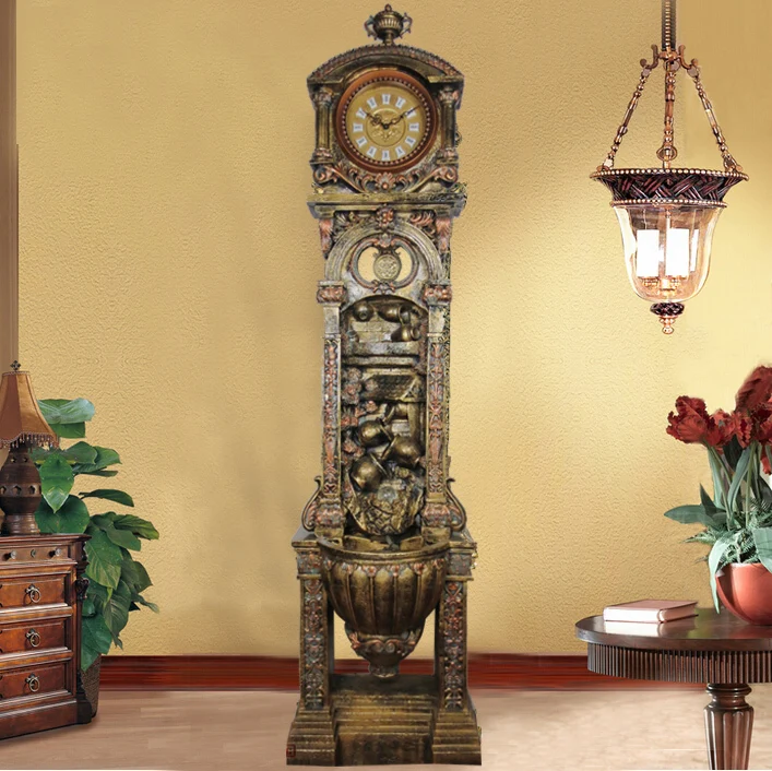 Lai Sheng European high grade grandfather clock water fountain antique