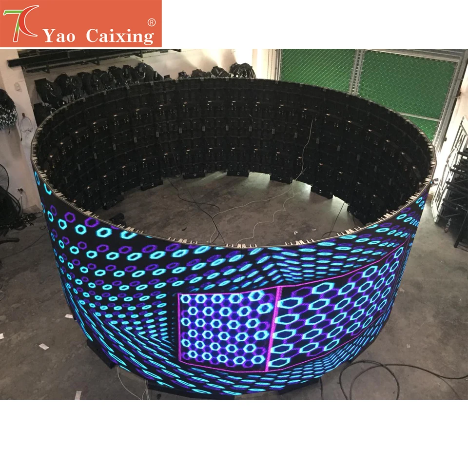 Xxx кривой экран P3.91 Крытый алюминиевый шкаф круг дисплей Прокат rgb smd матричный hub75