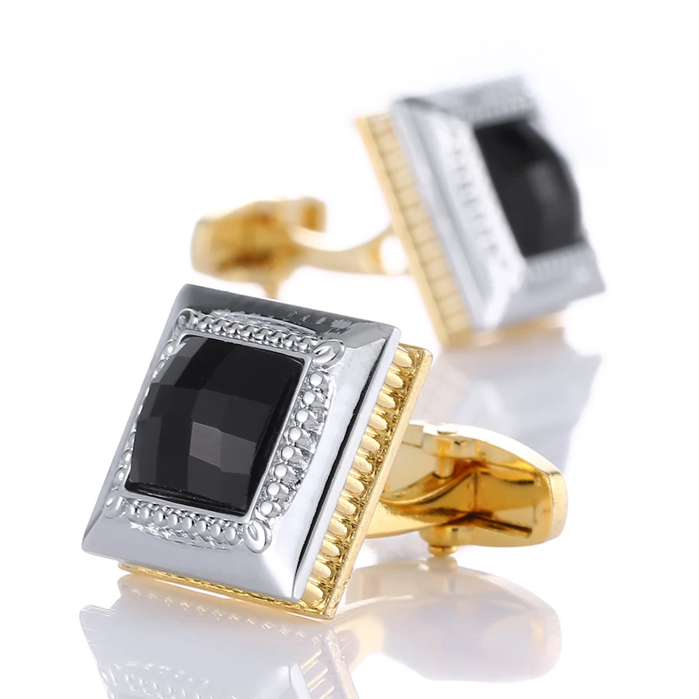 

New Mens Black Crystal Zircon Cufflinks Gold Lawyer Copper Cuff links Men French Cufflinks Shirt Cuffs Sleeve Buttons Jewelry