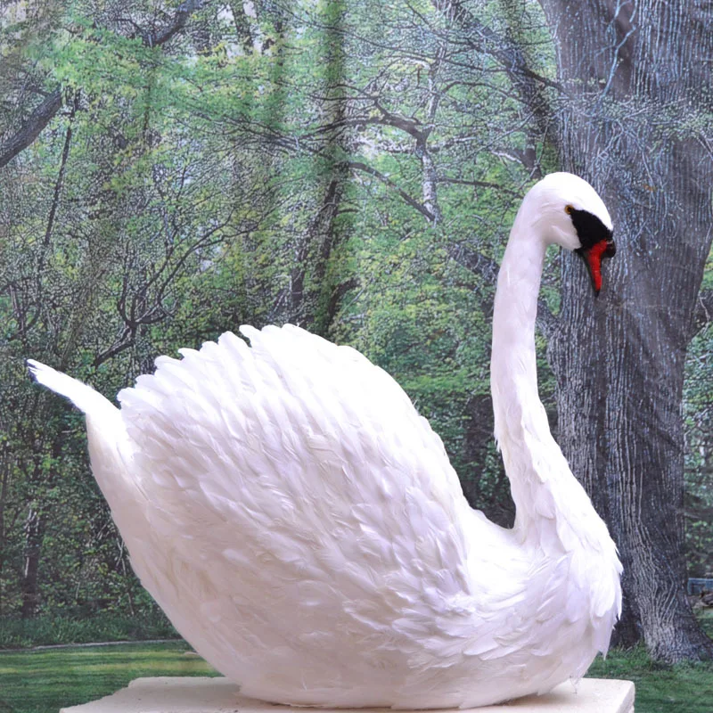 Большой красивый искусственный Лебедь игрушка пена и перья большой белый Лебедь подарок около 75 см 2415