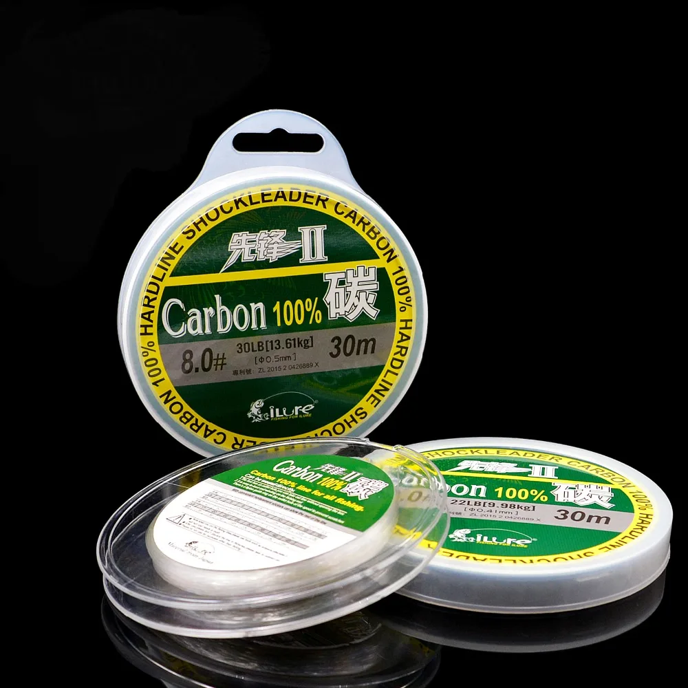 1 piece 100% fluorocarbon fishing lines 30M,Transparent fishing line Carbon  Fiber Leader Line