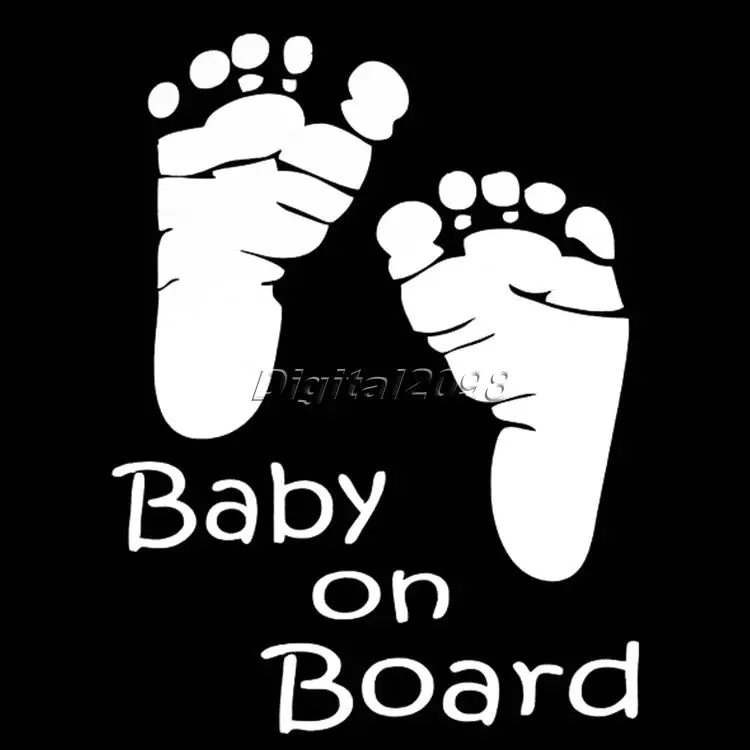 

Cartoon BABY ON BOARD CUSTOM Footprint Motorcycle Car Sticker Waterproof Rear Windshield Car Styling Stickers On Car Accessories