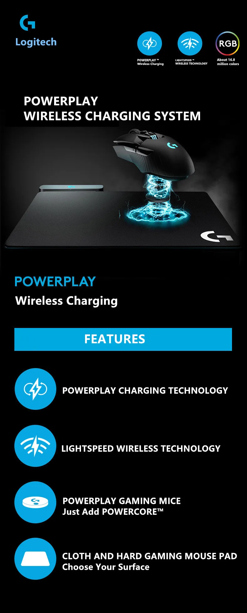 Беспроводная зарядная система logitech POWERPLAY беспроводной зарядный коврик для мыши поддержка G903 G703 Зарядка для мыши