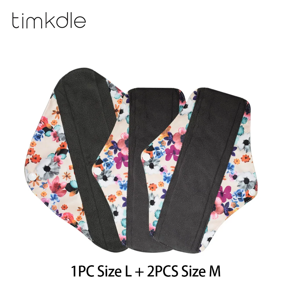 

3PCS Reusable Washable Mix Size Mama Cloth Menstrual Sanitary Pads Bamboo Charcoal Washable