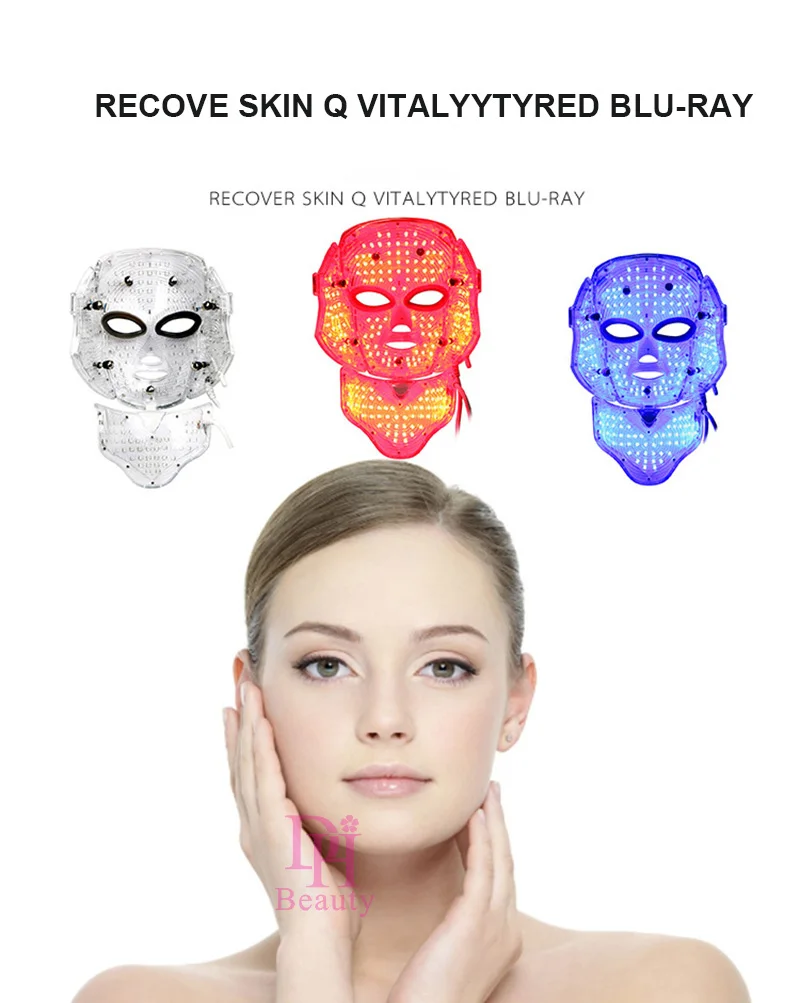 3 цвета, светильник, фотон, Электрический светодиодный, маска для лица и шеи, омоложение кожи, антивозрастной светодиодный, фотодинамическая, красивая маска для лица, шеи, уха