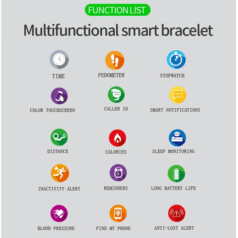  Smart Watch Bracelet IP67 Waterproof Heart Rate Monitor Blood Pressure Fitness Tracker Women Men Sp - 33036745927