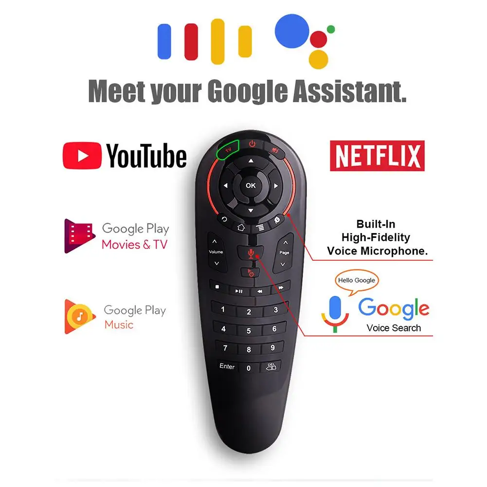 G30 голосового Air Мышь дистанционного гироскоп Беспроводной Управление 2,4G Google Assistant голосовой пульт дистанционного управления Управление 6 оси гироскопа воздуха Мышь