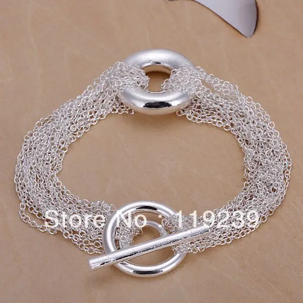 LH029 Layered Silver Chains Big Link Circle Charm Bracelets & Bangles Women Party Items Fashion Jewelry Aliexpress Women Bijoux Aliexpress