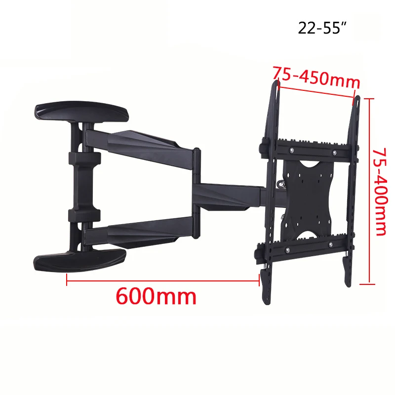 22-55 дюймов 3 руки выдвижной полный движения ЖК ТВ настенный кронштейн 600 мм 780 мм ультра тонкий с кабельной крышкой Макс VESA 400x400 мм