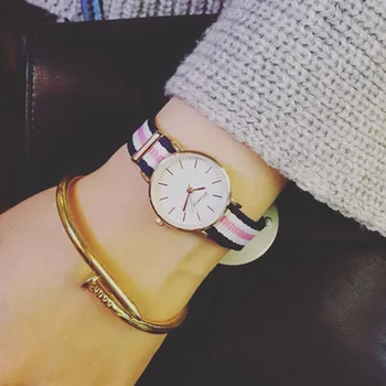 

exquisite nylon strap women watch casual stripe cassic brand watch small dial female clock popular ladies quartz watch girl gift