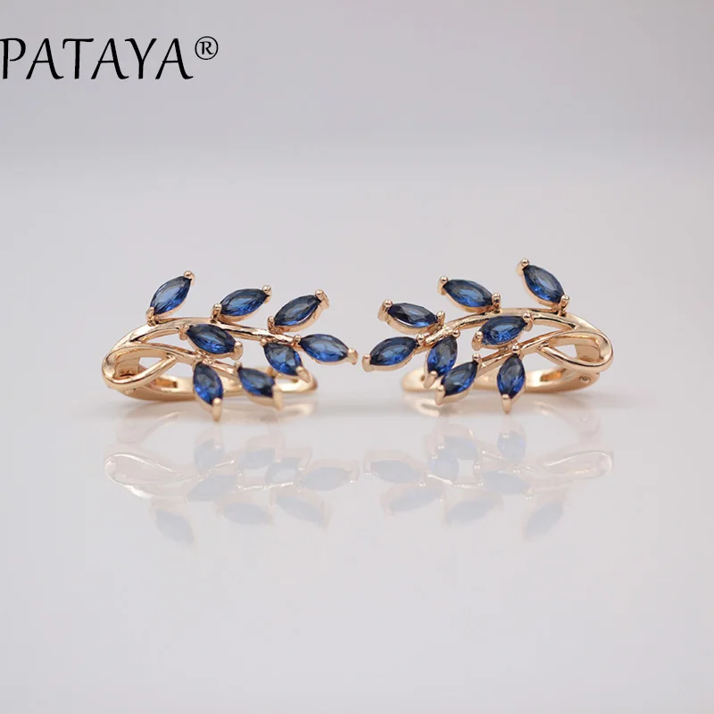 Новые темно-синие серьги PATAYA с конским глазом и натуральным цирконием, 585 розовое золото, висячие серьги для женщин, модные уникальные вечерние ювелирные изделия