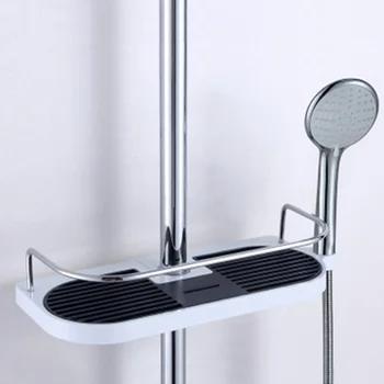 

Shower Stainless Steel Lift Tray Multi-Functional Flush Removable Hook Lift Bathroom Soap Shampoo Locker Household Shower Tool