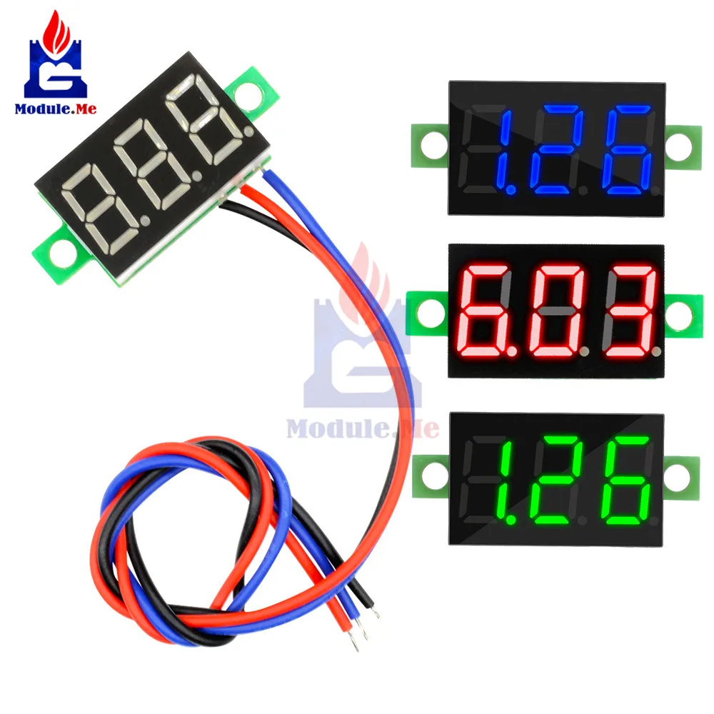 

0.36 Inch 3 Bits LED Voltage Meter Tester Mini Digital Panel Voltmeter Green Blue Red Voltmeter Voltage Detection