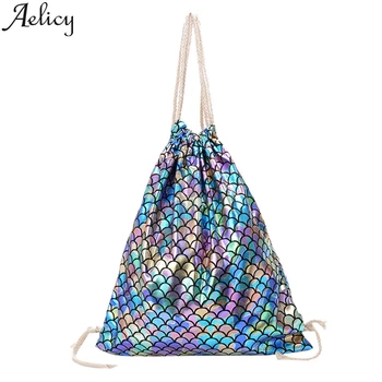 

Aelicy Backpack Women Small Travelling Drawstring Bag 2020 Fashoion Backpacks Womens Fish-Scale Pattern For Teenage Girls