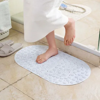 

1pc Oval PVC Shower Bath Mat Non-slip Bathroom Massage Mat Suction Cup Non-slip Washable Bathtub Carpet Bathroom Accessories