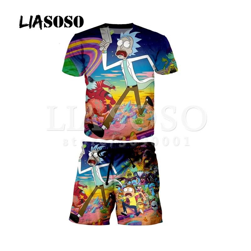 

LIASOSO 3d Print Anime Funny Rick and Morty Rick Men's Shorts Sets Fashion Beach Summer Casual Shorts Boardshorts Trousers X0585