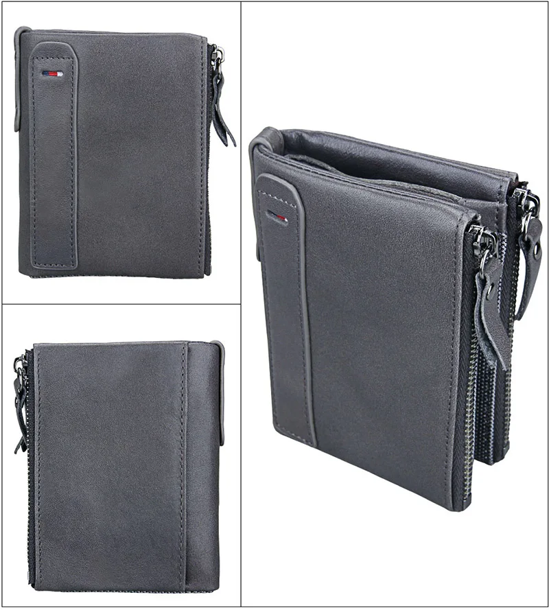 Genuine Crazy Horse Cowhide Leather Men Wallet Short Coin Purse Small Vintage Wallets Anti-RFID Pirate Brush Men Purse (26)