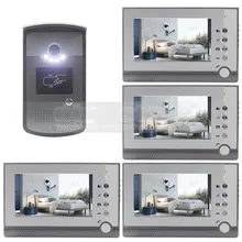 DIYSECUR 7 pulgadas Pantalla a Color LCD de Video Teléfono de La Puerta de Entrar En puerta de Intercomunicación Tarjeta de Clave RFID Reader LED Cámara de Visión Nocturna 1V4