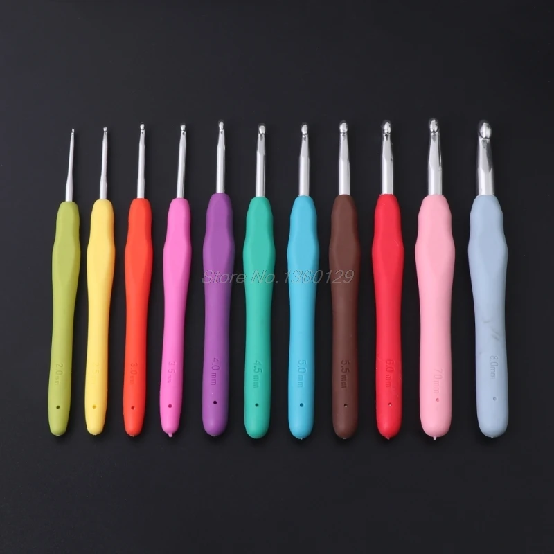 

1pc Ergonomic Multi Colour Crochet Hooks Yarn Knitting Needles 2-8mm with Case Tool