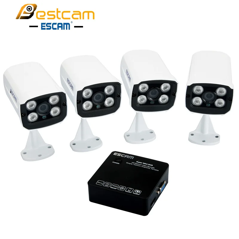  Escam QD300 720P HD IP Infrared Outdoor Waterproof Bullet Network Camera with Mini 8CH NVR K108 1080P 8CH Network Video Recorder 