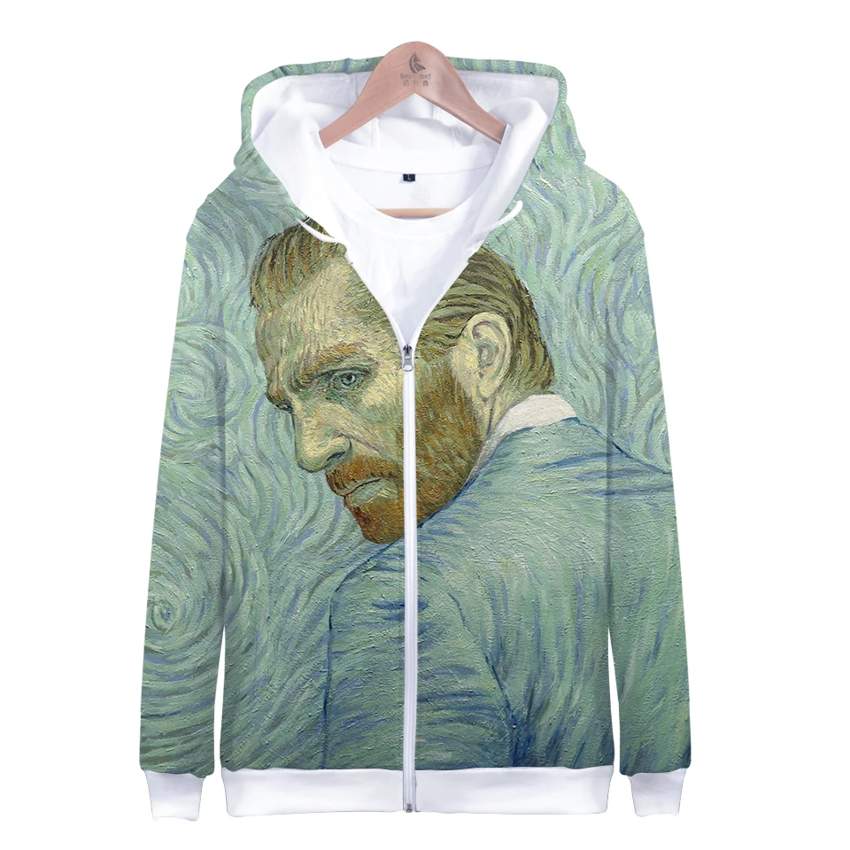 Vincent Willem van Gogh Casual Long Sleeve Zipper Hoodies Sweatshirt Women Casual Clothes Hip Kawaii Plus Size