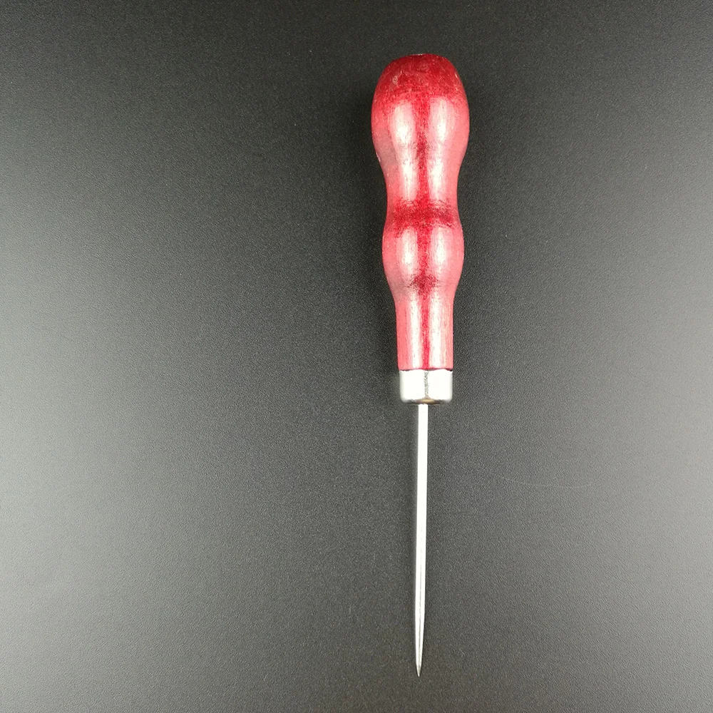 

Leather Awl Tool Leather Craft Cloth Wooden Handle Aw Dedicated Tool Pin Punching Hole Maker Stitching Overstitch 13.5cm/5.31"