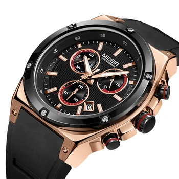 

MEGIR Mens Fashio Sport Watch Luxury Quartz Watches Men Silicone Clock Chronograph Military Wristwatches Hour Relogio Masculino