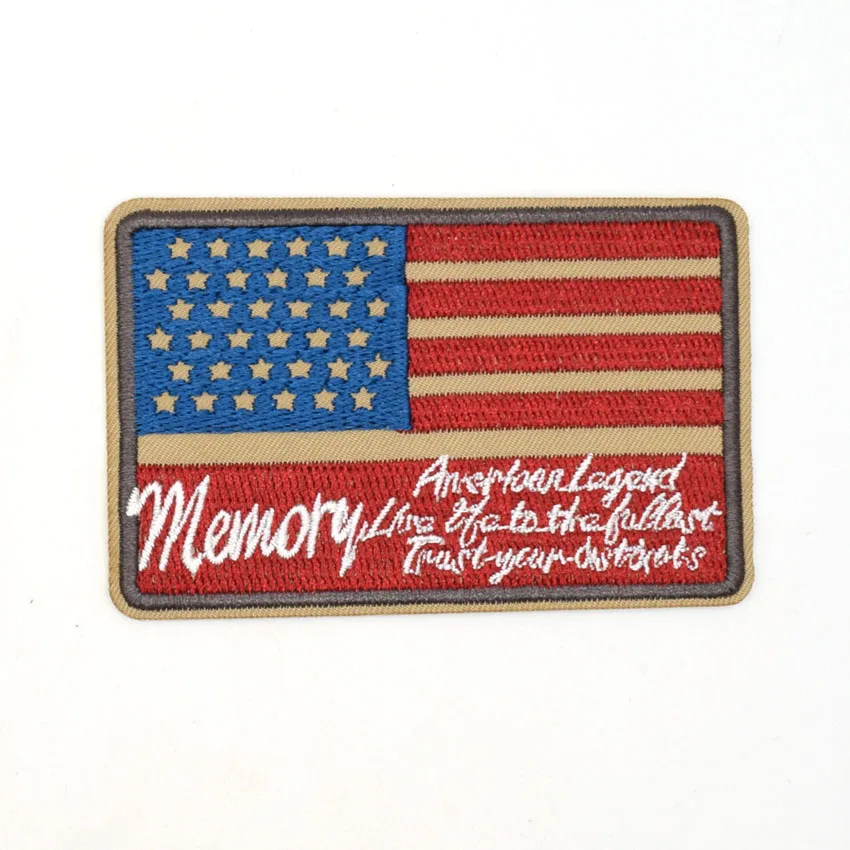 

2018 Real Sale Parches Patches For Clothing American Flag Patch Brow Border Usa Of America Military Uniform Iron On Sew Emblem